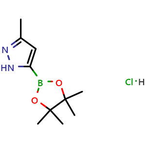 Chemical structure of 3-methyl-5-(4,4,5,5-tetramethyl-1,3,2-dioxaborolan-2-yl)-1H-pyrazole;hydrochloride , AChemBlock AD243610
