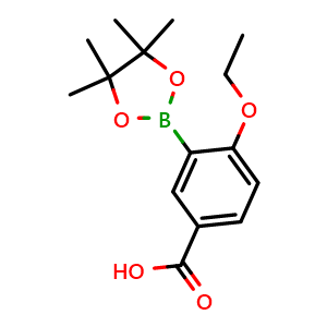 Chemical structure of 4-Ethoxy-3-(4,4,5,5-tetramethyl-1,3,2-dioxaborolan-2-yl)benzoic acid , AChemBlock AD243624