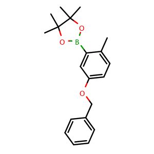 Chemical structure of 5-(Benzyloxy)-2-methylphenylboronic acid pinacol ester , AChemBlock AD243628