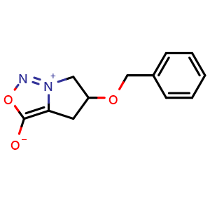 Chemical structure of 5-(benzyloxy)-5,6-dihydro-4H-pyrrolo[1,2-c][1,2,3]oxadiazol-7-ium-3-olate , AChemBlock AD243629