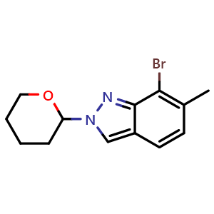Chemical structure of 7-bromo-6-methyl-2-tetrahydropyran-2-yl-indazole , AChemBlock AD243650