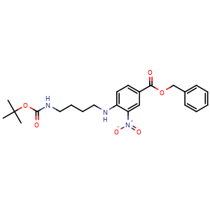 Chemical structure of benzyl 4-((4-((tert-Butoxycarbonyl)amino)butyl)amino)-3-nitrobenzoate , AChemBlock AD243657
