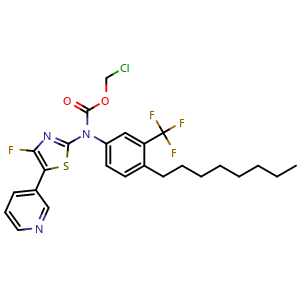 Chemical structure of Chloromethyl (4-fluoro-5-(pyridin-3-yl)thiazol-2-yl)(4-octyl-3-(trifluoromethyl) phenyl)carbamate , AChemBlock AD243659