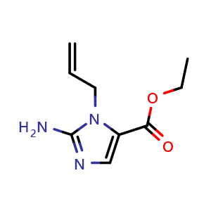 Chemical structure of Ethyl 2-amino-1-(prop-2-enyl)imidazole-5-carboxylate , CAS 3037695-81-8, AChemBlock AD243671