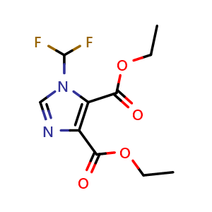 Chemical structure of Ethyl 3-(difluoromethyl)-4-(ethoxycarbonyl)imidazole-5-carboxylate , CAS 3037695-94-3, AChemBlock AD243673
