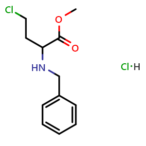 Chemical structure of methyl 2-(benzylamino)-4-chlorobutanoate hydrochloride , AChemBlock AD243682