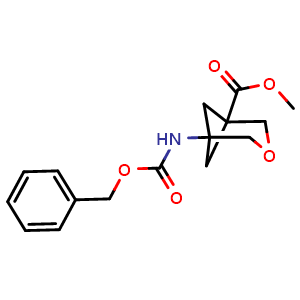 Chemical structure of Methyl 5-(benzyloxycarbonylamino)-3-oxabicyclo[3.1.1]heptane-1-carboxylate , AChemBlock AD243689