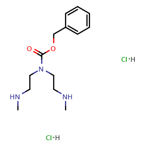 Chemical structure of N1-Cbz-N2-methyl-N1-[2-(methylamino)ethyl]ethane-1,2-diamine dihydrochloride , CAS 3031805-25-8, AChemBlock AD243700