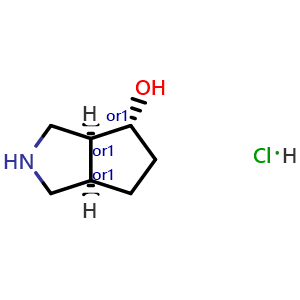 Chemical structure of rel-(3aS,4R,6aR)-1,2,3,3a,4,5,6,6a-octahydrocyclopenta[c]pyrrol-4-ol hydrochloride , AChemBlock AD243704