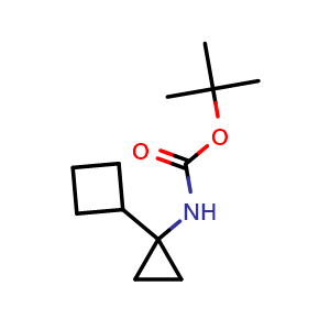 Chemical structure of tert-Butyl (1-cyclobutylcyclopropyl)carbamate , AChemBlock AD243706