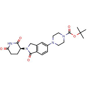 Chemical structure of tert-Butyl (S)-4-(2-(2,6-dioxopiperidin-3-yl)-1-oxoisoindolin-5-yl)piperazine-1-carboxylate , AChemBlock AD243715