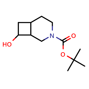 Chemical structure of tert-Butyl 8-hydroxy-3-aza-bicyclo[4.2.0]octane-3-carboxylate , CAS 3037704-16-5, AChemBlock AD243726