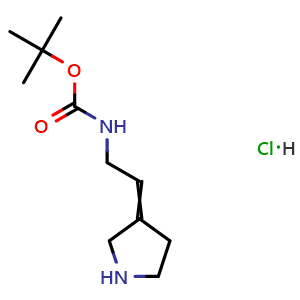 Chemical structure of tert-Butyl N-(2-pyrrolidin-3-ylideneethyl)carbamate;hydrochloride , AChemBlock AD243729
