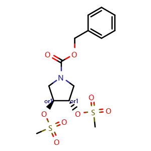 Chemical structure of trans-Benzyl 3,4-bis((methylsulfonyl)oxy) pyrrolidine-1-carboxylate , AChemBlock AD243734