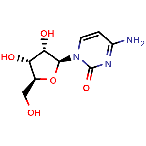 Chemical structure of 4-amino-1-[(2S,3S,4R,5S)-3,4-dihydroxy-5-(hydroxymethyl)oxolan-2-yl]-1,2-dihydropyrimidin-2-one , CAS 26524-60-7, AChemBlock AD243748