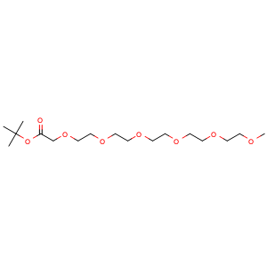Chemical structure of 2-methylpropan-2-yl (2,5,8,11,14-pentaoxahexadec-16-yloxy)acetate , CAS 2417256-12-1, AChemBlock AD243753