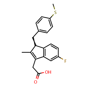Chemical structure of 5-Fluoro-2-methyl-1-(4-methylthiobenzylidene)inden-3-ylaceticacid , CAS 32004-67-4, AChemBlock AD243761