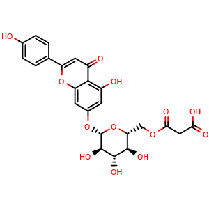 Chemical structure of Apigenin 7-O-(6-O-malonylglucoside) , CAS 86546-87-4, AChemBlock AD243781
