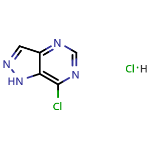 Chemical structure of 7-chloro-1H-pyrazolo[4,3-d]pyrimidine hydrochloride , CAS 2307734-21-8, AChemBlock AD243786