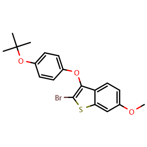Chemical structure of 2-Bromo-3-(4-(tert-butoxy)phenoxy)-6-methoxybenzo[b]thiophene , AChemBlock AD243791