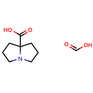 Chemical structure of formic acid compound with tetrahydro-1H-pyrrolizine-7a(5H)-carboxylic acid (1:1) , AChemBlock AD243794