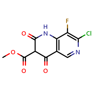 Chemical structure of Methyl 7-chloro-8-fluoro-2,4-dioxo-1,2,3,4-tetrahydro-1,6-naphthyridine-3-carboxylate , CAS 2933869-15-7, AChemBlock AD243795