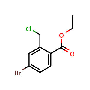 Chemical structure of Ethyl 4-bromo-2-(chloromethyl)benzoate , CAS 1956325-15-7, AChemBlock AD243808