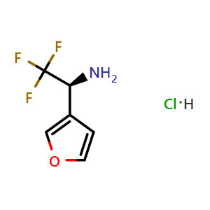 Chemical structure of (S)-2,2,2-Trifluoro-1-(furan-3-yl)ethan-1-amine hydrochloride , CAS 2990714-00-4, AChemBlock AD243822