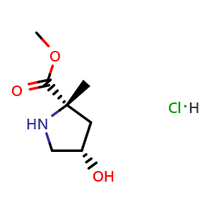 Chemical structure of Methyl (2S,4S)-4-hydroxy-2-methylpyrrolidine-2-carboxylate hydrochloride , AChemBlock AD243831