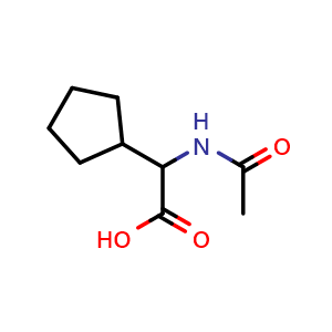 Chemical structure of 2-Acetamido-2-cyclopentylacetic acid , CAS 2521-83-7, AChemBlock AD243862