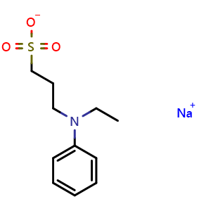 Chemical structure of Sodium 3-(ethyl(phenyl)amino)propane-1-sulfonate , CAS 82611-85-6, AChemBlock AD243894