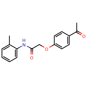 Chemical structure of 2-(4-Acetylphenoxy)-n-(2-methylphenyl)acetamide , CAS 17172-81-5, AChemBlock AD243899