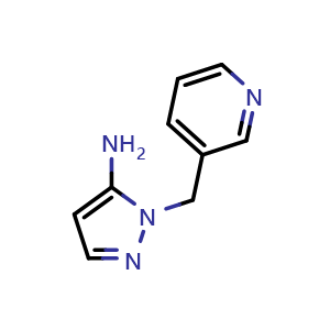 Chemical structure of 1-[(pyridin-3-yl)methyl]-1h-pyrazol-5-amine , CAS 852990-17-1, AChemBlock AD243916
