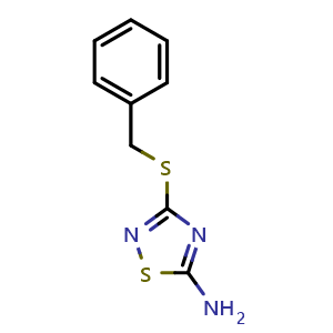 Chemical structure of 3-(Benzylsulfanyl)-1,2,4-thiadiazol-5-amine , CAS 83757-08-8, AChemBlock AD243931