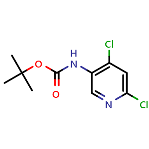 Chemical structure of tert-Butyl (4,6-dichloropyridin-3-yl)carbamate , CAS 1211586-03-6, AChemBlock AD243936