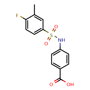 Chemical structure of 4-(4-Fluoro-3-methylbenzenesulfonamido)benzoic acid , CAS 327091-30-5, AChemBlock AD243955