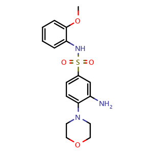 Chemical structure of 3-Amino-N-(2-methoxyphenyl)-4-(morpholin-4-yl)benzene-1-sulfonamide , CAS 328028-16-6, AChemBlock AD243958