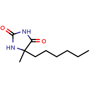 Chemical structure of 5-Hexyl-5-methylhydantoin , CAS 5336-03-8, AChemBlock AD243964