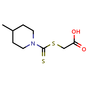 Chemical structure of 2-(4-Methylpiperidine-1-carbothioylsulfanyl)acetic acid , CAS 6499-12-3, AChemBlock AD243971