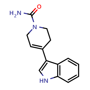 Chemical structure of 4-(1h-Indol-3-yl)-1,2,3,6-tetrahydropyridine-1-carboxamide , CAS 929974-77-6, AChemBlock AD243983