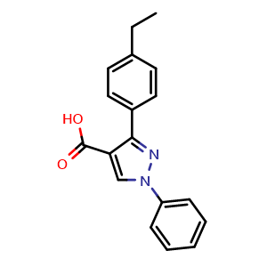 Chemical structure of 3-(4-Ethylphenyl)-1-phenyl-1H-pyrazole-4-carboxylic acid , CAS 372107-16-9, AChemBlock AD243994