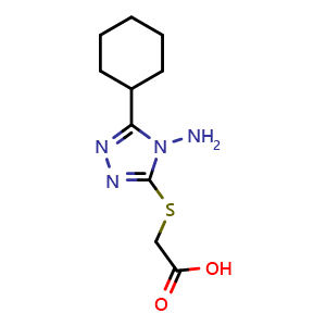 Chemical structure of 2-[(4-Amino-5-cyclohexyl-4h-1,2,4-triazol-3-yl)sulfanyl]acetic acid , CAS 560995-24-6, AChemBlock AD244000