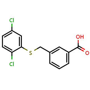 Chemical structure of 3-{[(2,5-Dichlorophenyl)sulfanyl]methyl}benzoic acid , CAS 847783-87-3, AChemBlock AD244013