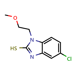 Chemical structure of 5-Chloro-1-(2-methoxyethyl)-1h-1,3-benzodiazole-2-thiol , CAS 796084-53-2, AChemBlock AD244014