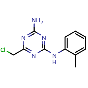 Chemical structure of 6-(Chloromethyl)-N2-(o-tolyl)-1,3,5-triazine-2,4-diamine , CAS 568570-13-8, AChemBlock AD244018