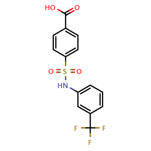 Chemical structure of 4-(N-(3-(trifluoromethyl)phenyl)sulfamoyl)benzoic acid , CAS 321979-21-9, AChemBlock AD244022