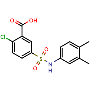 Chemical structure of 2-Chloro-5-(N-(3,4-dimethylphenyl)sulfamoyl)benzoic acid , CAS 327106-17-2, AChemBlock AD244024