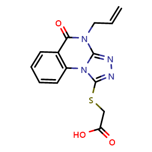 Chemical structure of 2-((4-Allyl-5-oxo-4,5-dihydro-[1,2,4]triazolo[4,3-a]quinazolin-1-yl)thio)acetic acid , CAS 742094-79-7, AChemBlock AD244027