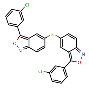 Chemical structure of Bis(3-(3-chlorophenyl)benzo[c]isoxazol-5-yl)sulfane , CAS 439136-08-0, AChemBlock AD244050