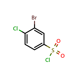 Chemical structure of 3-Bromo-4-chlorobenzene-1-sulfonyl chloride , CAS 195201-10-6, AChemBlock AD244054